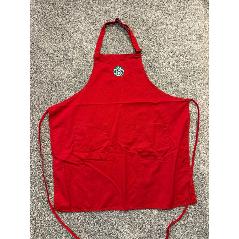 Starbucks Apron Unisex OS Red Siren Logo Holiday Barista Two Pocket Cotton Blend